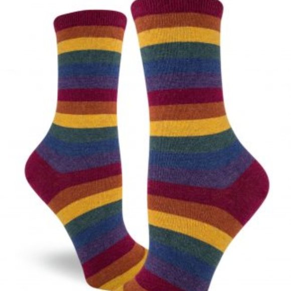 NWT Heathered Rainbow Stripe Crew Socks 70s 80s Retro Vintage Vibes Hot Topic - Picture 1 of 4